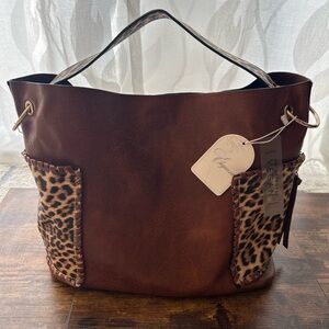 Eleganza PETA-Approved Vegan Leopard Tote 3-Piece Set NWT